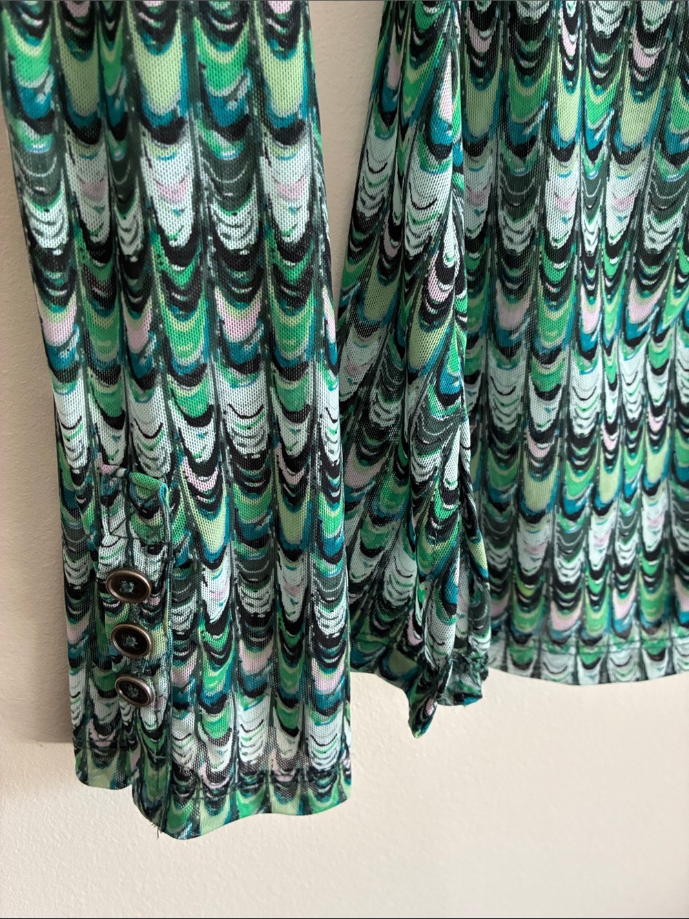Free People Women's Lucky Shirtee Green Print Button Up Shirt Size XS/S - Picture 4 of 11